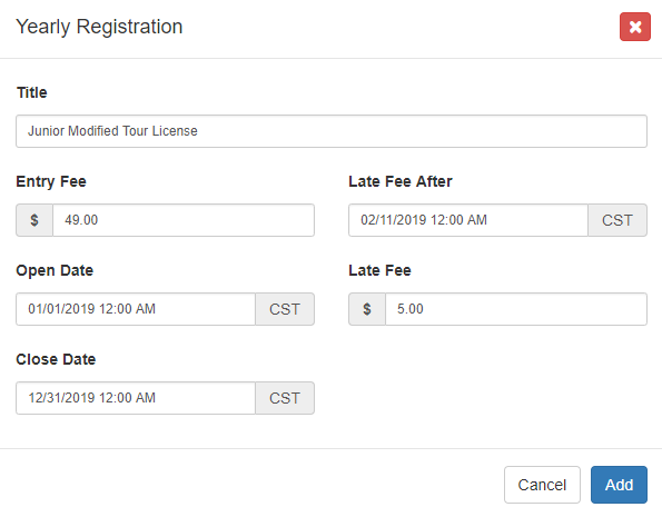 Yearly Registration Modal
