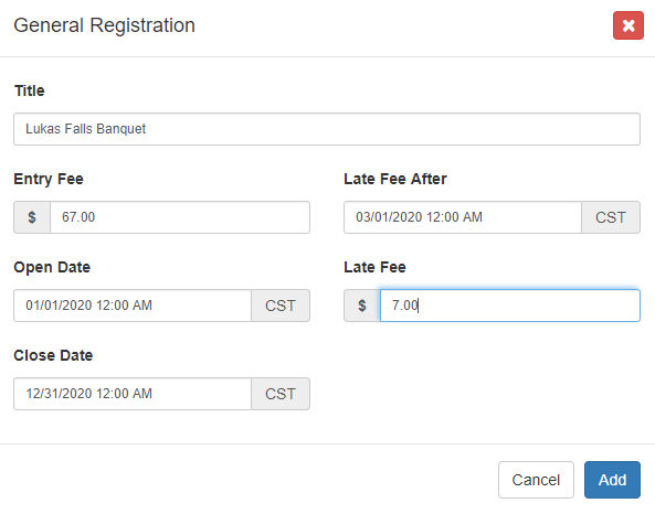 Add General Registration Modal
