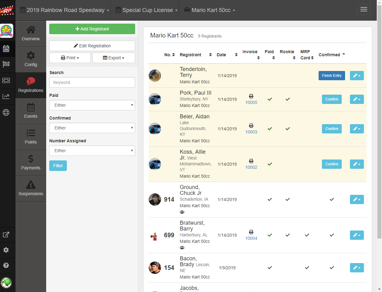 Registrants View