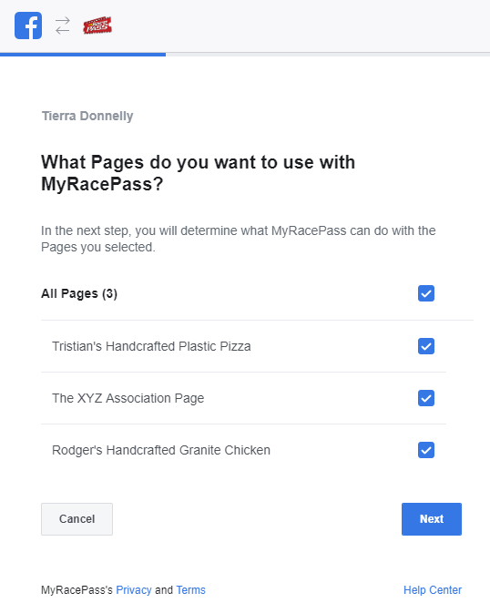 Authorize Facebook Pages